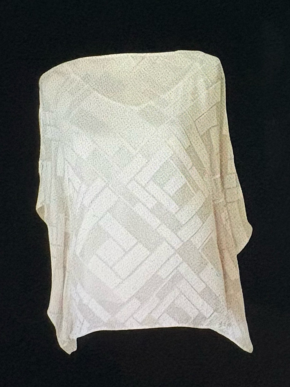 White House Black Market White Geometric Sheer Overlay, Kimino Sleeve Top/Blouse